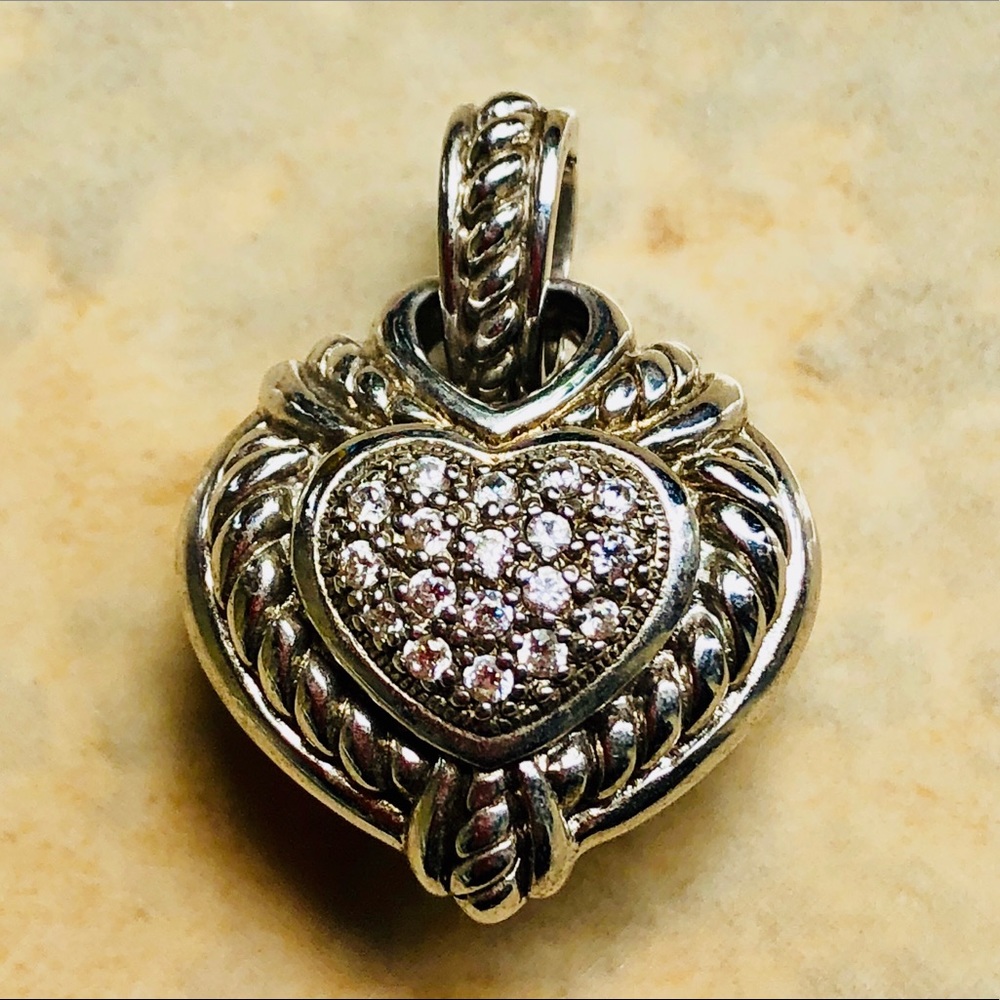 Judith Ripka Sterling CZ Heart Enhancer Pendant